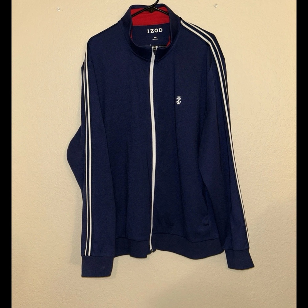 IZOD Mens Peacoat Blue Advantage Performance Sportswear Zip Track Jacket